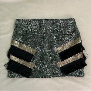 Endless Rose NWT Black White Green and Gold Mini Skirt Size S